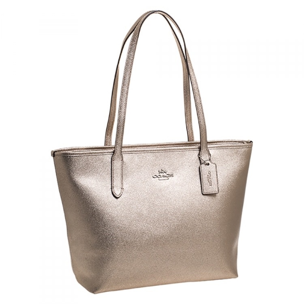 Coach Rose Platinum Leather Avenue Tote